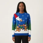 Funny Gingerbread Ugly Sweater Womens Christmas Royal Casual Winter Sweatshirt for Daily Comfort