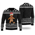 Funny Oh Snap Gingerbread Ugly Christmas Sweater Black Stylish Winter Sweatshirt for Everyday Wear