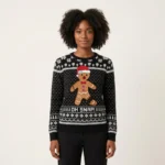 Funny Oh Snap Gingerbread Ugly Christmas Sweater Black Stylish Winter Sweatshirt for Everyday Wear
