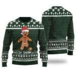Funny Oh Snap Gingerbread Ugly Christmas Sweater Forest Green Unique Holiday Sweater Gift Idea for Loved Ones