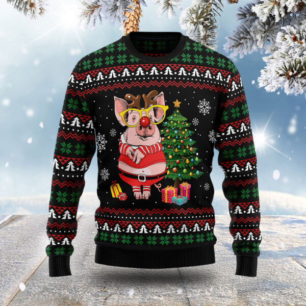 Funny Pig Reindeer Ugly Christmas Sweater Xmas Apparel Christmas Gift ForPig Lovers