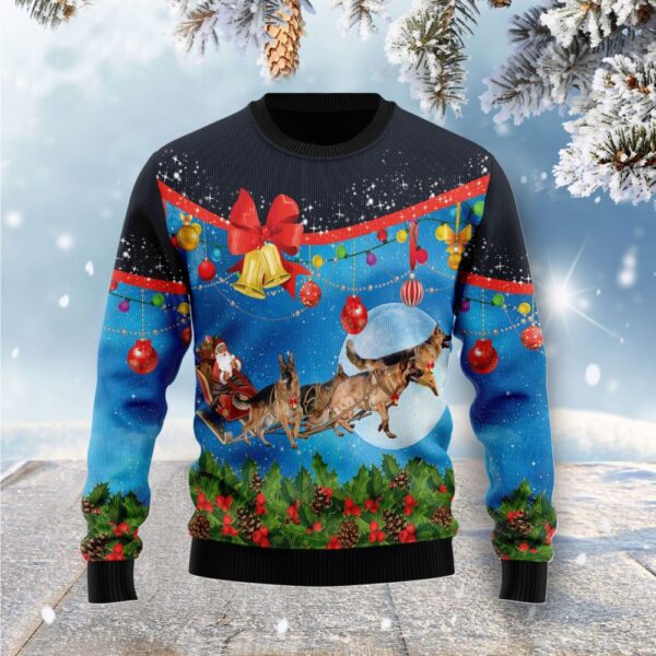 German Shepherd Sleigh Ugly Christmas Sweater Dog Themed Christmas Gift ForDog Owners