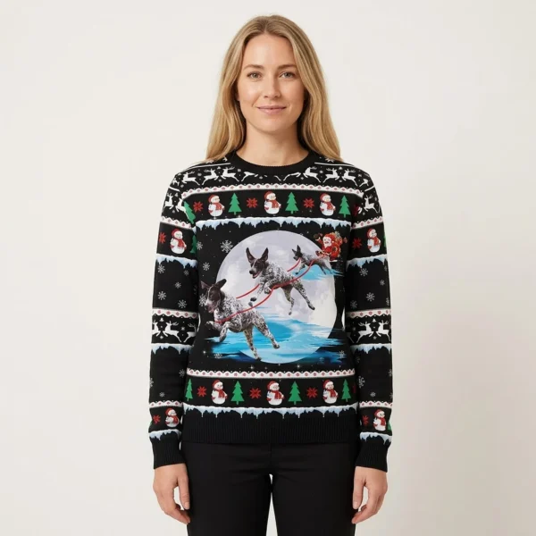 German Shepherd Waiting On Christmas Ugly Xmas Sweaters German Shepherd GiftDog Lovers AI Model Photo