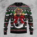 German Shepherd Xmas Ball Ugly Christmas Sweater Funny Xmas Apparel German Shepherd Dad Gifts AI Model Photo