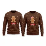 Gingerbread Couple Christmas Sweaters With Names & Est. Year worn at Christmas