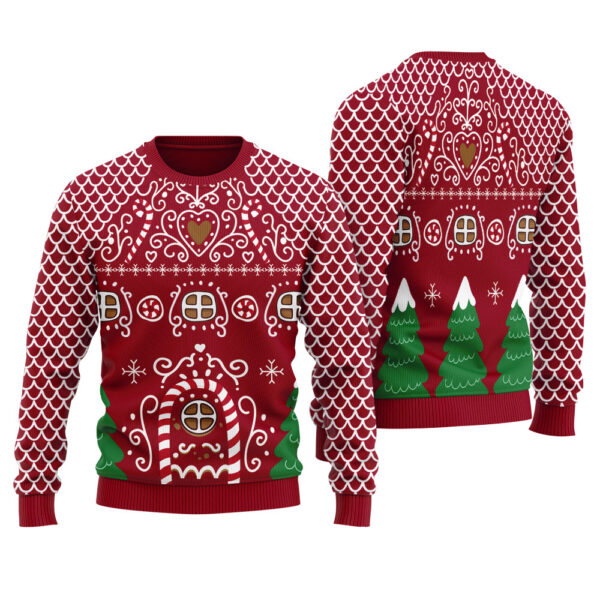 Gingerbread House Ugly Christmas Sweater Funny Holiday Sweater for Family Gatherings