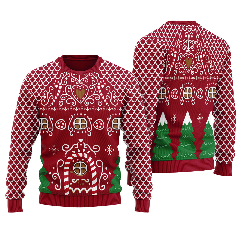 Gingerbread House Ugly Christmas Sweater Funny Holiday Sweater for Family Gatherings Gingerbread House Ugly Christmas Sweater Funny Holiday Sweater for Family Gatherings