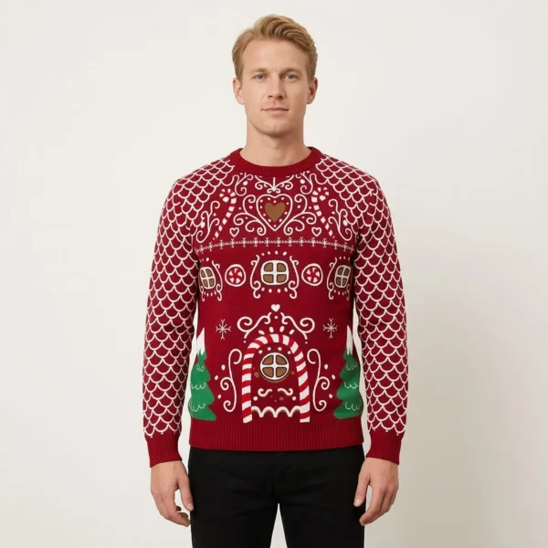 Gingerbread House Ugly Christmas Sweater Funny Holiday Sweater for Family Gatherings