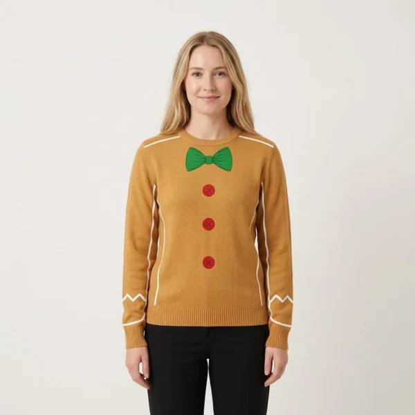 Gingerbread Man Ugly Christmas Sweater Unique Holiday Sweater Gift Idea for Loved Ones
