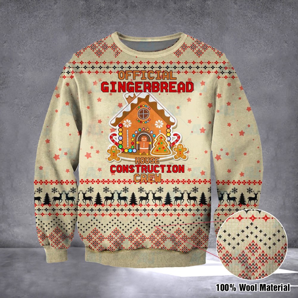 Gingerbread Sweater Official Gingerbread Construction Ugly Christmas Sweater Gingerbread Sweater Official Gingerbread Construction Ugly Christmas Sweater