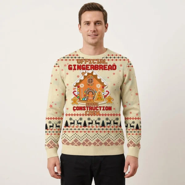 Gingerbread Sweater Official Gingerbread Construction Ugly Christmas Sweater