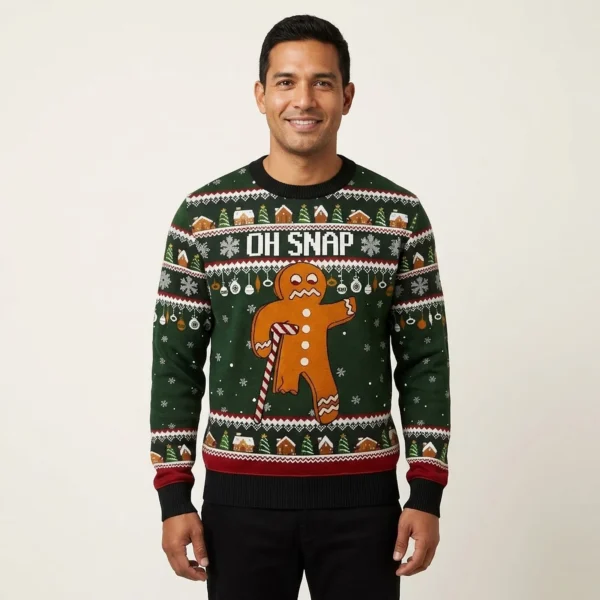 Gingerbread Ugly Christmas Sweater Oh Snap Xmas Wear Funny Christmas Sweater Gift Ideas