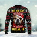 Give Your Heart Bulldog Ugly Christmas Sweater Funny Xmas Clothes Bulldog Owner Gifts AI Model Photo