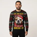 Give Your Heart Bulldog Ugly Christmas Sweater Funny Xmas Clothes Bulldog Owner Gifts AI Model Photo