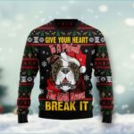Give Your Heart Pitbull Ugly Christmas Sweater Funny Xmas Clothing Xmas Gift For Dog Lover AI Model Photo