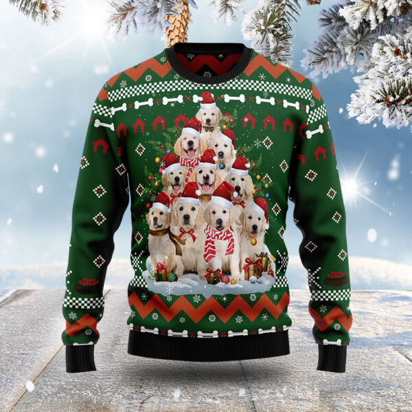 Golden Retriever Pine Tree Ugly Christmas Sweater Holiday Clothing Xmas Gift Ideas