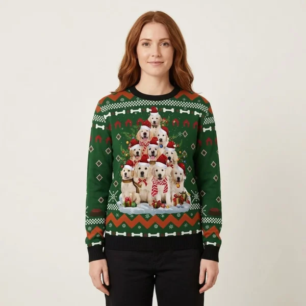 Golden Retriever Pine Tree Ugly Christmas Sweater Holiday Clothing Xmas Gift Ideas