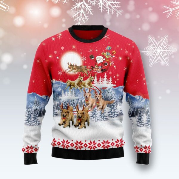 Golden Retriever Santa Claus Ugly Christmas Sweater Holiday Apparel Dog Christmas Presents