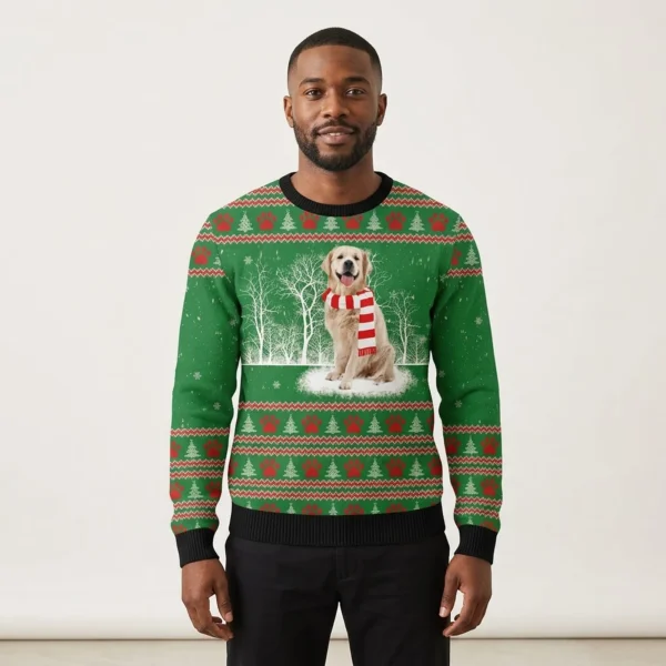 Golden Retriever Winter Ugly Christmas Sweater Dog Christmas Sweater Holiday Present Ideas