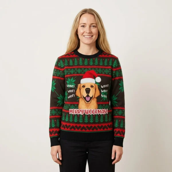 Golden Retriever Woofmas Ugly Christmas Sweater Cute Christmas Sweater Gift Ideas
