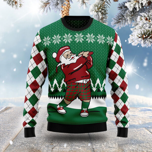 Golfer Santa Claus Ugly Christmas Sweater Holiday Clothing Christmas Gift ForGolfers