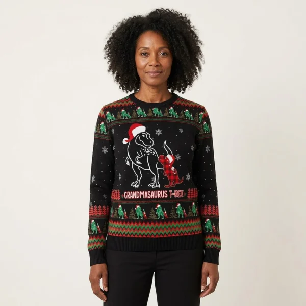 Grandmasaurus T-Rex Ugly Sweater Funny Xmas Gift For Grandma