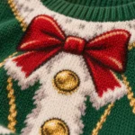 Green Santa Suit Body Illusion Ugly Christmas Sweater for Women worn at Christmas
