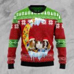 Guinea Pig Love Moon Xmas Ugly Christmas Sweater Animal Themed Guinea Pig Lover Presents