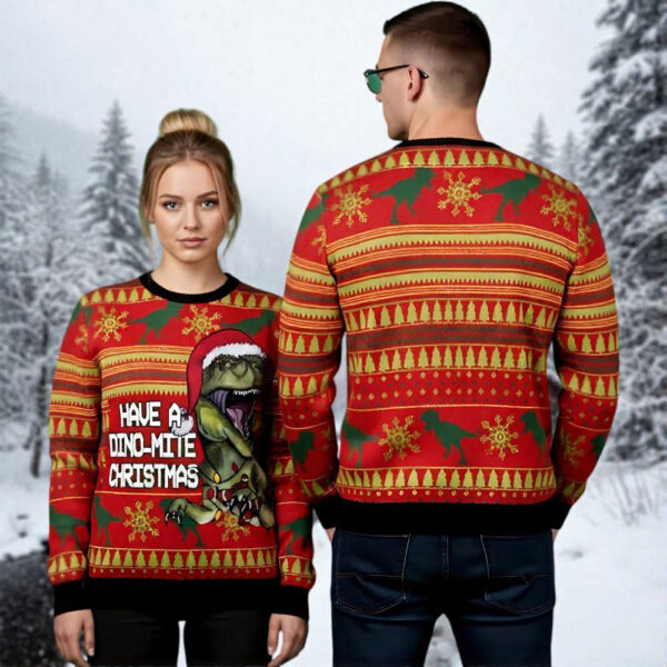 Have A Dino Mite Christmas Ugly Sweater Christmas Apparel Gift ForDinosaur Lovers