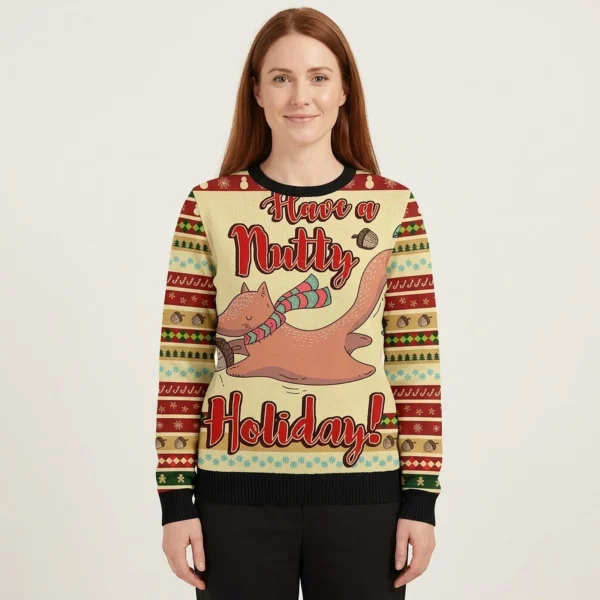 Have A Nutty Holiday Ugly Christmas Sweater Fox Themed Novelty Christmas Sweater Xmas Gifts