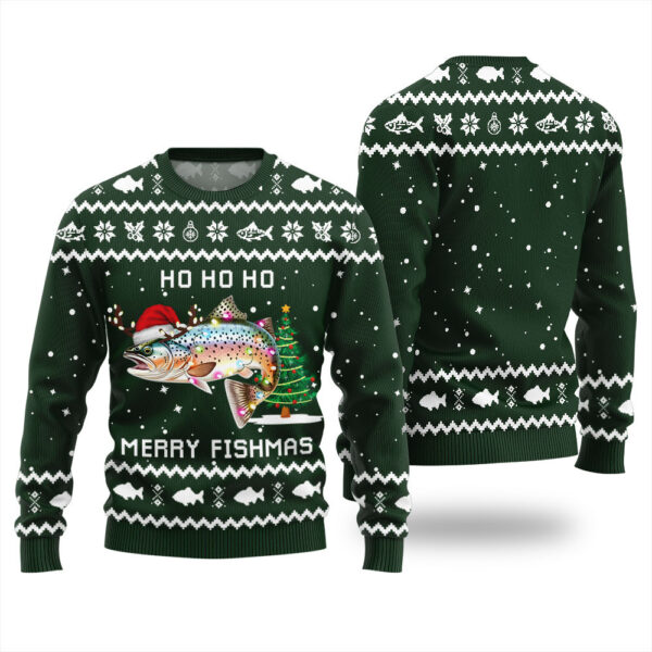 Ho Ho Ho Merry Fishmas Fishing Ugly Sweater Warm and Comfy Sweater for Winter Days