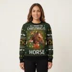 Horse All I Want For Christmas Ugly Sweater Animal Themed Horse Owner Xmas Gifts