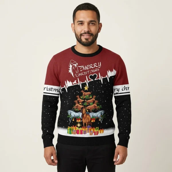 Horse Christmas Tree Ugly Christmas Sweater Holiday Wear Christmas Gift ForHorse Lovers