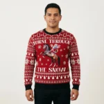 Horse Through The Snow Ugly Christmas Sweater Winter Apparel Horse Lover Christmas Gifts
