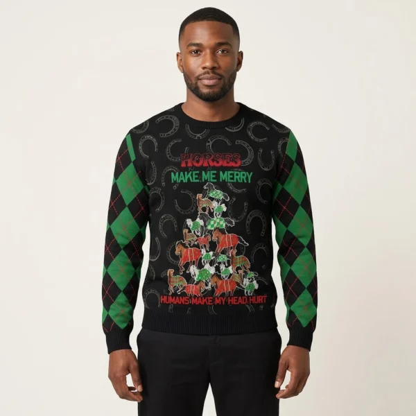 Horse Tree Ugly Christmas Sweater Warm Clothing Christmas Gift ForHorse Owners