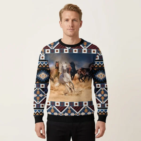 Horse Ugly Christmas Sweater Animal Themed Holiday Apparel Horse Lover Christmas Gifts