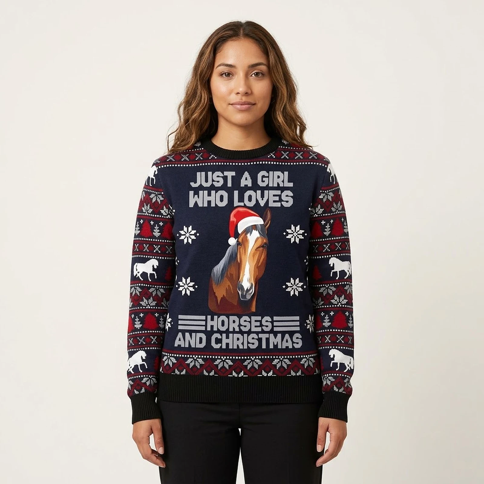 Horse Ugly Christmas Sweater Just A Girl Who Loves Horse Christmas Apparel Xmas Gift ForHer Horse Ugly Christmas Sweater Just A Girl Who Loves Horse Christmas Apparel Xmas Gift ForHer