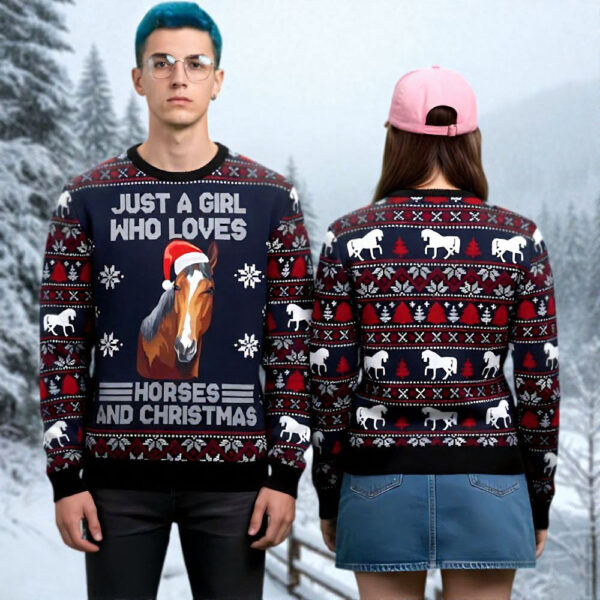 Horse Ugly Christmas Sweater Just A Girl Who Loves Horse Christmas Apparel Xmas Gift ForHer