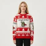 Huzzah Christmas Ugly Sweater Holiday Apparel Christmas Gift ForFrog Owners AI Model Photo