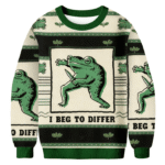I Beg To Differ Frog Ugly Sweater Christmas Outfits Frog Lover Xmas Gifts AI Model Photo