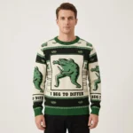 I Beg To Differ Frog Ugly Sweater Christmas Outfits Frog Lover Xmas Gifts AI Model Photo