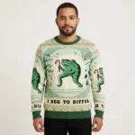 I Beg To Differ Funny Frog Christmas Ugly Sweater Winter Outfits Frog Lover Christmas Gifts AI Model Photo