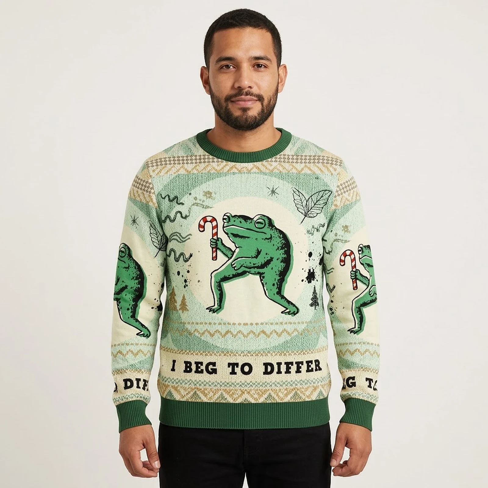 I Beg To Differ Funny Frog Christmas Ugly Sweater Winter Outfits Frog Lover Christmas Gifts AI Model Photo I Beg To Differ Funny Frog Christmas Ugly Sweater Winter Outfits Frog Lover Christmas Gifts AI Model Photo