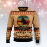 I Do What A Want Black Cat Ugly Christmas Sweater Xmas Apparel Cat Themed Gifts