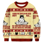 I Know The Voices In My Head Aren’t Real Cat Ugly Sweater Holiday Clothing Bookish Gifts AI Model Photo