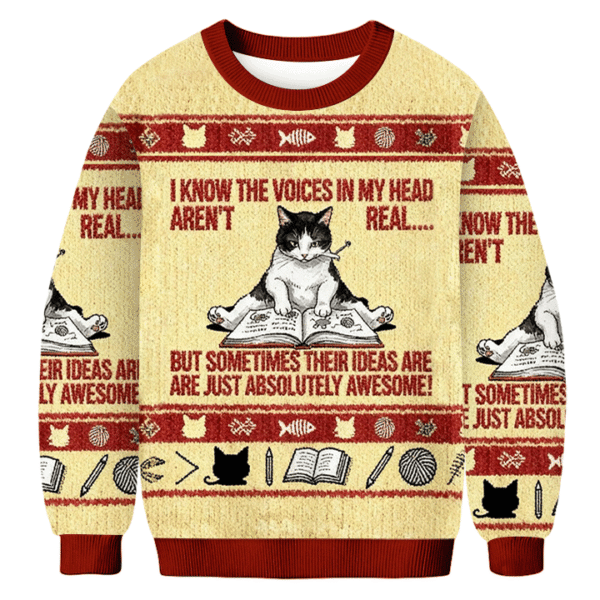 i know the voices in my head arent real cat ugly sweater holiday clothing bookish gifts 1988 8naxd.png