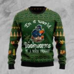 In A World Of Bookworms Be A Book Dragon Ugly Chistmas Holiday Apparel Bookish Christmas Gifts