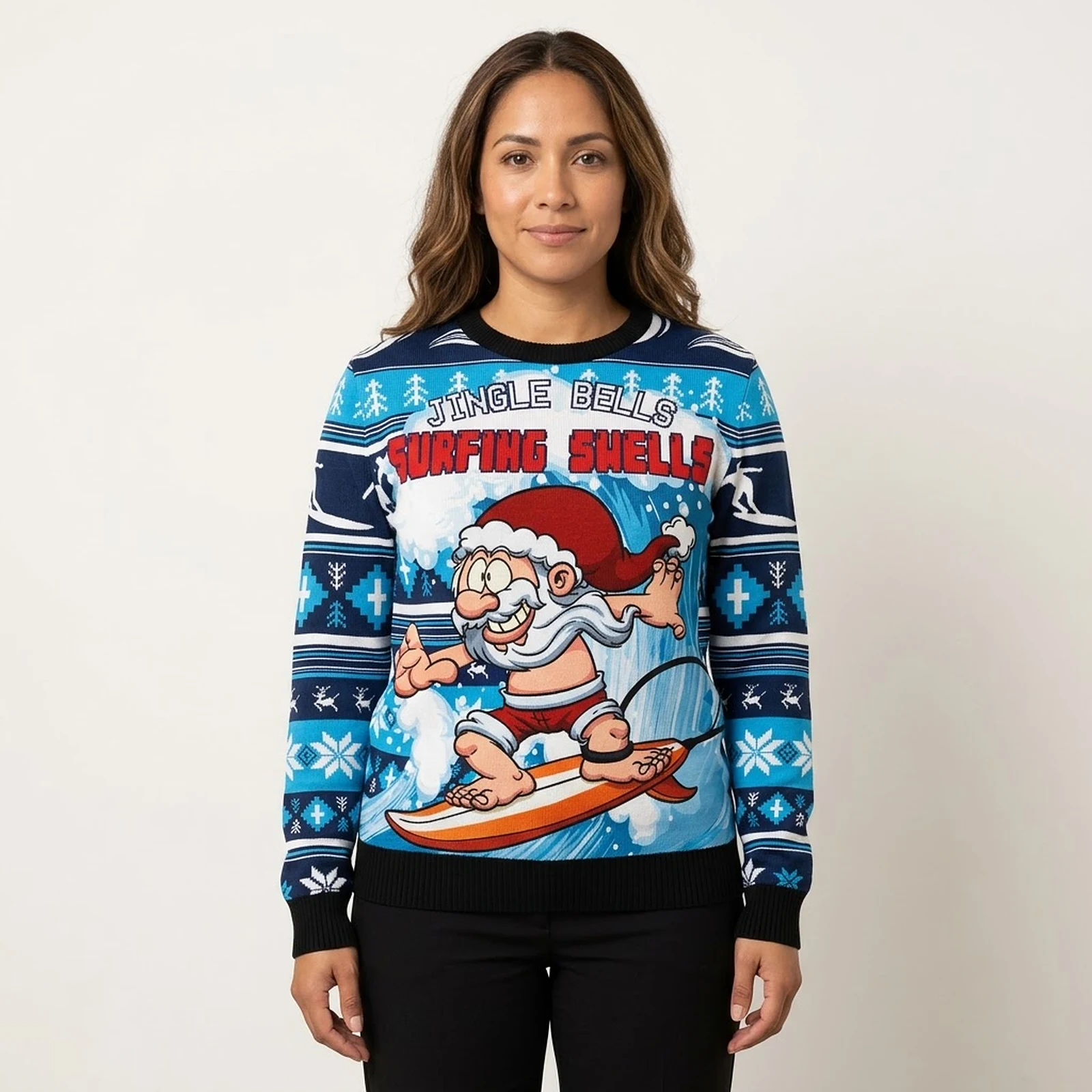 Jingle Bells Surfing Swells Ugly Christmas Sweater Xmas Clothing Secret Santa Gift Ideas Jingle Bells Surfing Swells Ugly Christmas Sweater Xmas Clothing Secret Santa Gift Ideas