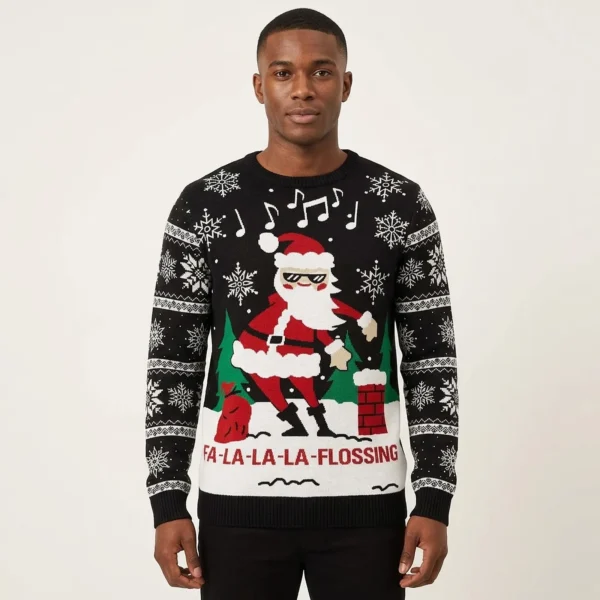 Lalala Flossing Santa Claus Ugly Christmas Sweater Santa Claus Themed Christmas Gift ForMen
