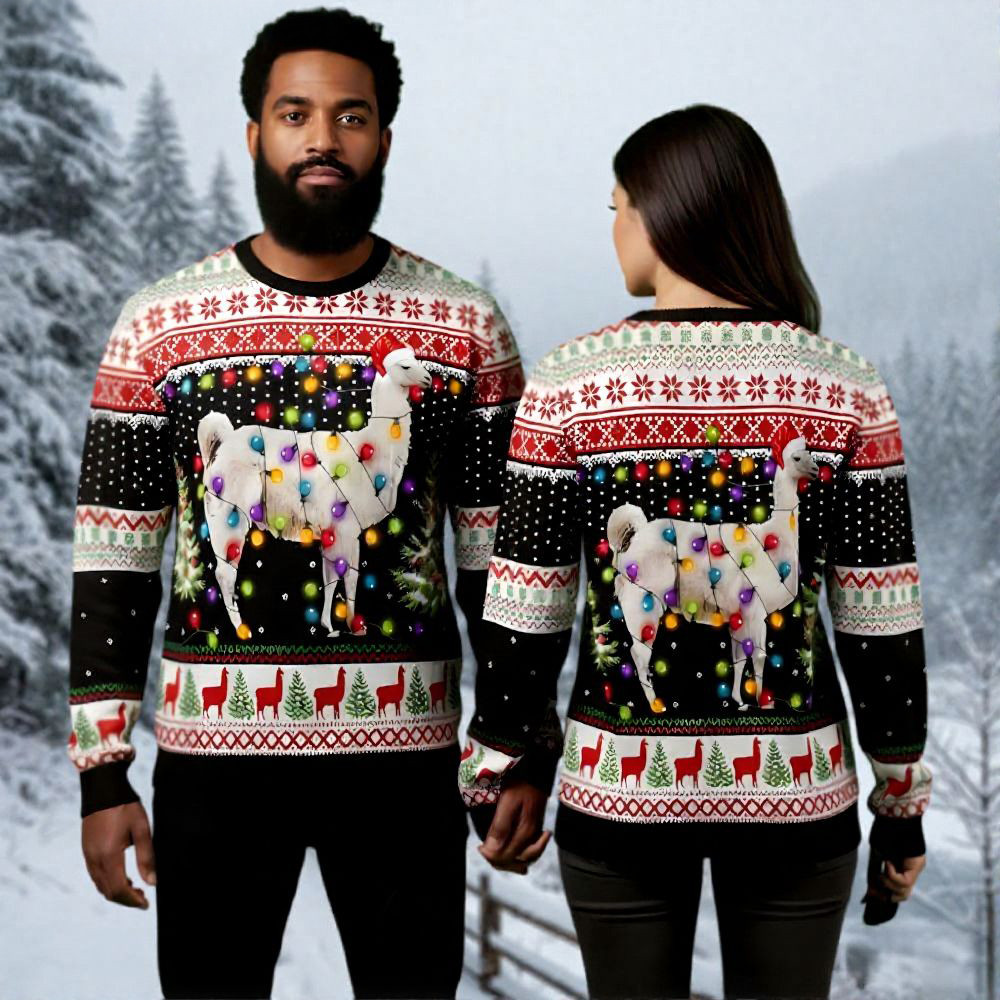 Llama Christmas Lights Ugly Christmas Sweater Animal Themed Xmas Gift ForLlama Lovers Llama Christmas Lights Ugly Christmas Sweater Animal Themed Xmas Gift ForLlama Lovers